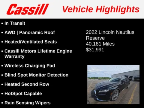 Another view of 2022 Lincoln Nautilus Reserve for sale in Cedar Rapids, IA at Cassill Motors
