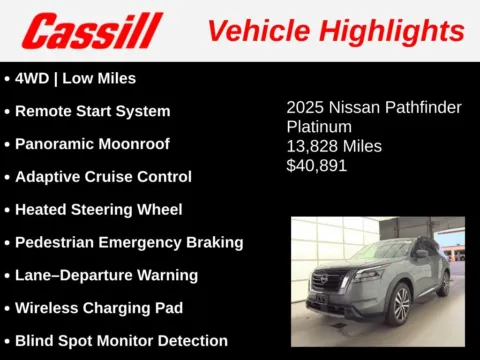 Another view of 2025 Nissan Pathfinder Platinum for sale in Cedar Rapids, IA at Cassill Motors