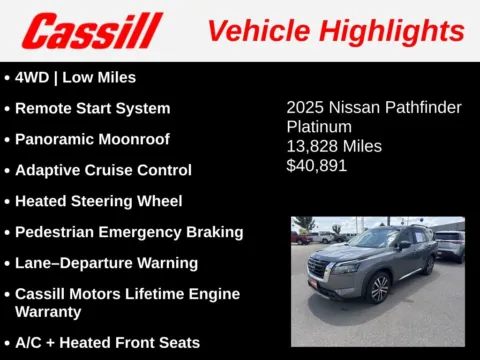 Another view of 2025 Nissan Pathfinder Platinum for sale in Cedar Rapids, IA at Cassill Motors