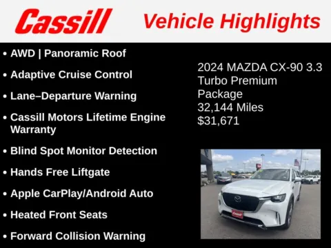 Another view of 2024 Mazda CX-90 3.3 Turbo Premium for sale in Cedar Rapids, IA at Cassill Motors