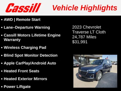 Another view of 2023 Chevrolet Traverse LT for sale in Cedar Rapids, IA at Cassill Motors