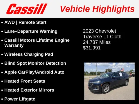 Another view of 2023 Chevrolet Traverse LT for sale in Cedar Rapids, IA at Cassill Motors