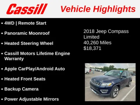 Another view of 2018 Jeep Compass Limited for sale in Cedar Rapids, IA at Cassill Motors