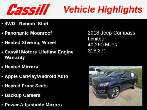 Another view of 2018 Jeep Compass Limited for sale in Cedar Rapids, IA at Cassill Motors
