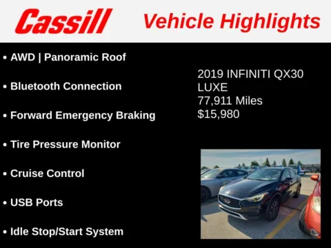 Another view of 2019 INFINITI QX30 LUXE for sale in Cedar Rapids, IA at Cassill Motors