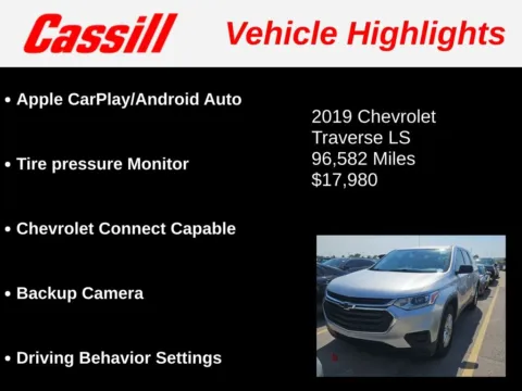 Another view of 2019 Chevrolet Traverse LS for sale in Cedar Rapids, IA at Cassill Motors