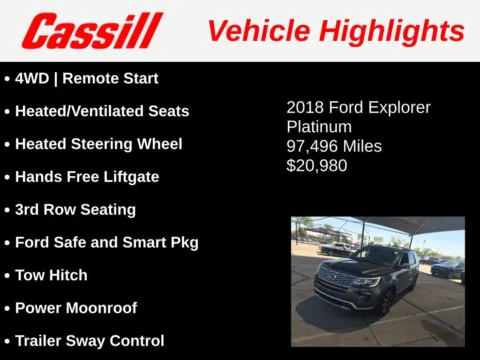 Another view of 2018 Ford Explorer Platinum for sale in Cedar Rapids, IA at Cassill Motors