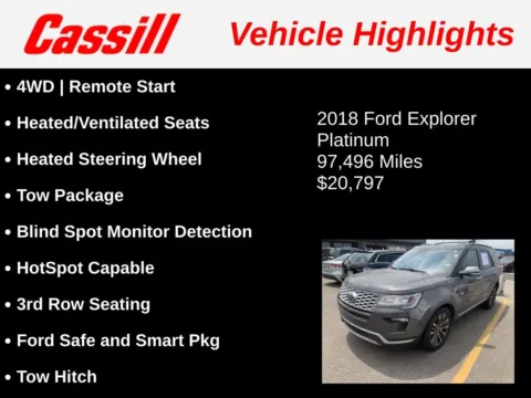Another view of 2018 Ford Explorer Platinum for sale in Cedar Rapids, IA at Cassill Motors