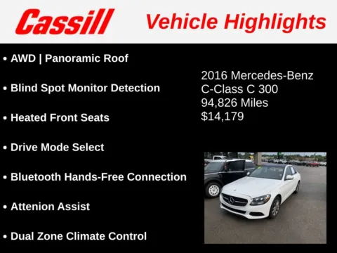 Another view of 2016 Mercedes-Benz C-Class C 300 for sale in Cedar Rapids, IA at Cassill Motors