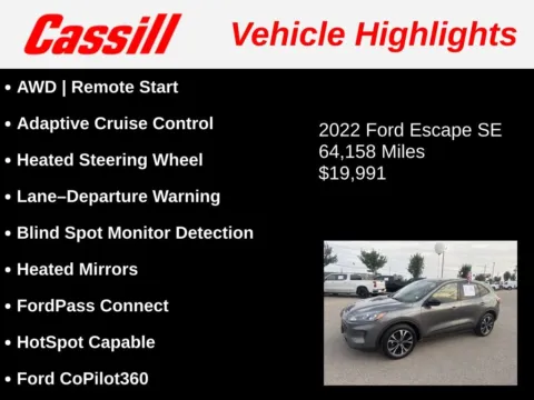 Another view of 2022 Ford Escape SE for sale in Cedar Rapids, IA at Cassill Motors