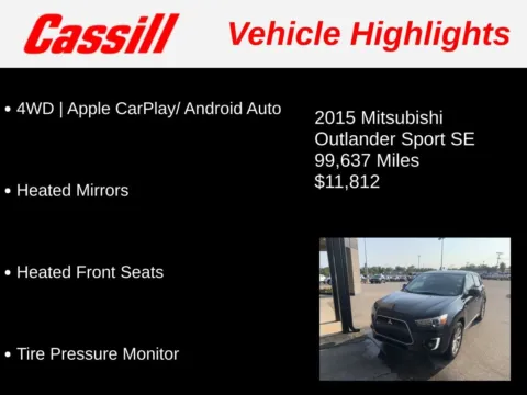 Another view of 2015 Mitsubishi Outlander Sport SE for sale in Cedar Rapids, IA at Cassill Motors