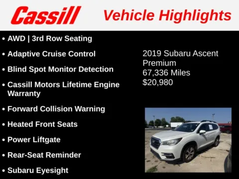 Another view of 2019 Subaru Ascent Premium for sale in Cedar Rapids, IA at Cassill Motors