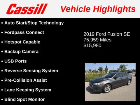 Another view of 2019 Ford Fusion SE for sale in Cedar Rapids, IA at Cassill Motors