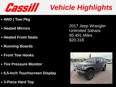 Another view of 2017 Jeep Wrangler Unlimited Sahara for sale in Cedar Rapids, IA at Cassill Motors