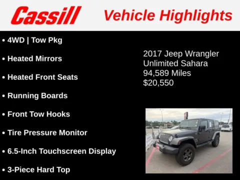 Another view of 2017 Jeep Wrangler Unlimited Sahara for sale in Cedar Rapids, IA at Cassill Motors