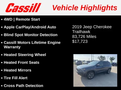 Another view of 2019 Jeep Cherokee Trailhawk for sale in Cedar Rapids, IA at Cassill Motors