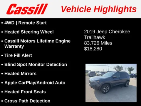 Another view of 2019 Jeep Cherokee Trailhawk for sale in Cedar Rapids, IA at Cassill Motors