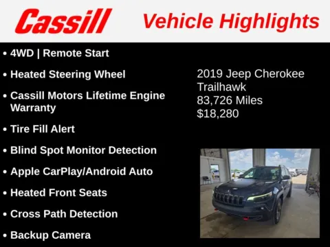 Another view of 2019 Jeep Cherokee Trailhawk for sale in Cedar Rapids, IA at Cassill Motors