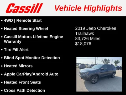 Another view of 2019 Jeep Cherokee Trailhawk for sale in Cedar Rapids, IA at Cassill Motors