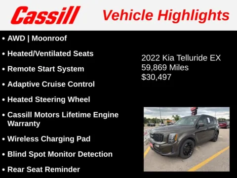 Another view of 2022 Kia Telluride EX for sale in Cedar Rapids, IA at Cassill Motors