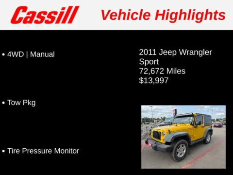Another view of 2011 Jeep Wrangler Sport for sale in Cedar Rapids, IA at Cassill Motors