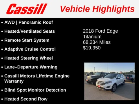 Another view of 2018 Ford Edge Titanium for sale in Cedar Rapids, IA at Cassill Motors