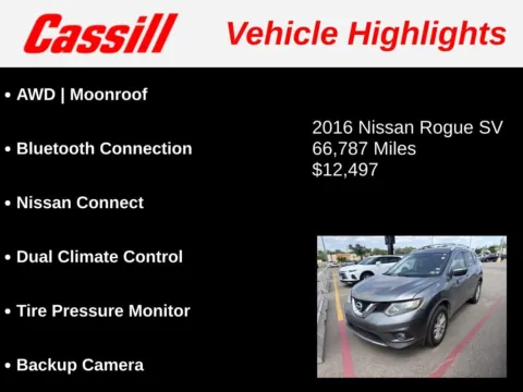 Another view of 2016 Nissan Rogue SV for sale in Cedar Rapids, IA at Cassill Motors