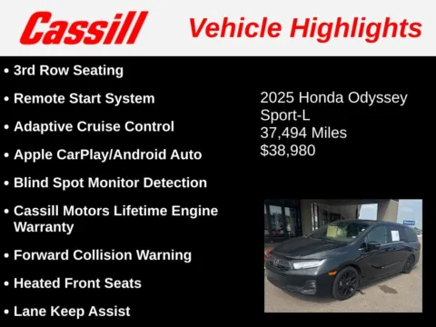 Another view of 2025 Honda Odyssey Sport-L for sale in Cedar Rapids, IA at Cassill Motors