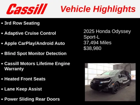 Another view of 2025 Honda Odyssey Sport-L for sale in Cedar Rapids, IA at Cassill Motors