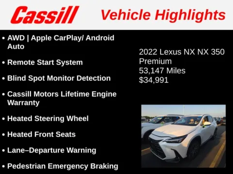 Another view of 2022 Lexus NX 350 Premium for sale in Cedar Rapids, IA at Cassill Motors