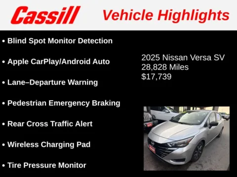 Another view of 2025 Nissan Versa 1.6 SV for sale in Cedar Rapids, IA at Cassill Motors