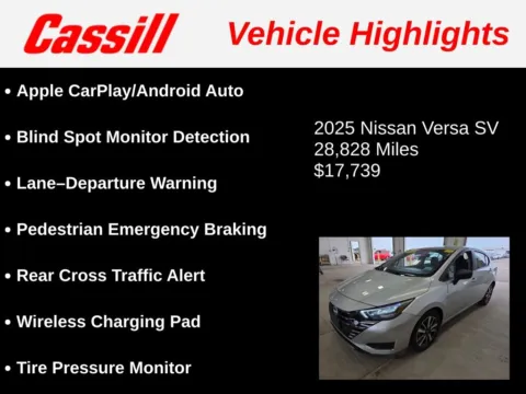 Another view of 2025 Nissan Versa 1.6 SV for sale in Cedar Rapids, IA at Cassill Motors