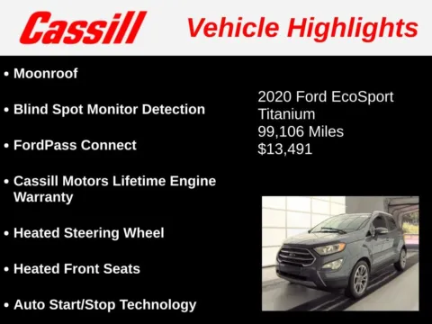 Another view of 2020 Ford EcoSport Titanium for sale in Cedar Rapids, IA at Cassill Motors