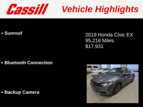 Another view of 2019 Honda Civic EX for sale in Cedar Rapids, IA at Cassill Motors