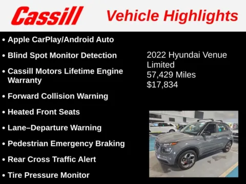 Another view of 2022 Hyundai Venue Limited for sale in Cedar Rapids, IA at Cassill Motors