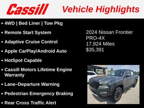 Another view of 2024 Nissan Frontier PRO-4X for sale in Cedar Rapids, IA at Cassill Motors