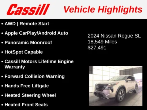 Another view of 2024 Nissan Rogue SL for sale in Cedar Rapids, IA at Cassill Motors