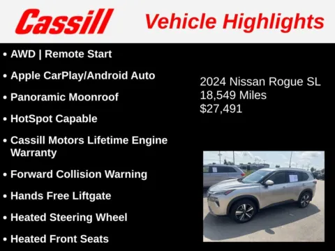 Another view of 2024 Nissan Rogue SL for sale in Cedar Rapids, IA at Cassill Motors