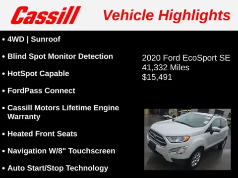 Another view of 2020 Ford EcoSport SE for sale in Cedar Rapids, IA at Cassill Motors