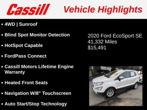 Another view of 2020 Ford EcoSport SE for sale in Cedar Rapids, IA at Cassill Motors