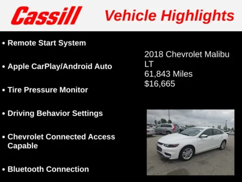 Another view of 2018 Chevrolet Malibu LT for sale in Cedar Rapids, IA at Cassill Motors