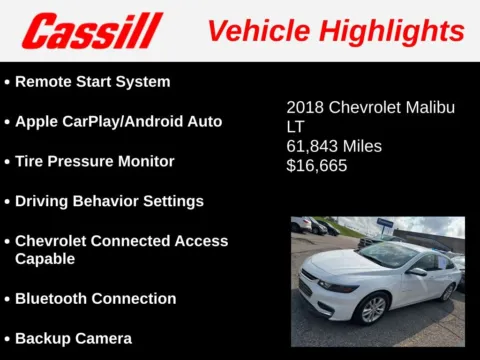 Another view of 2018 Chevrolet Malibu LT for sale in Cedar Rapids, IA at Cassill Motors