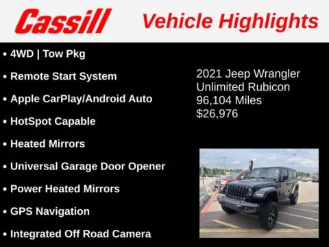 Another view of 2021 Jeep Wrangler Unlimited Rubicon for sale in Cedar Rapids, IA at Cassill Motors
