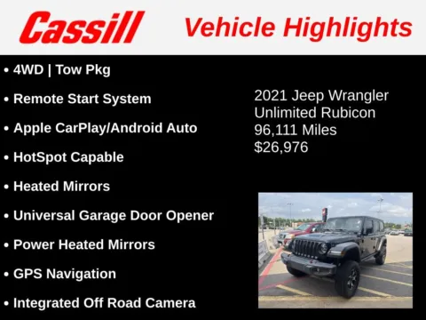 Another view of 2021 Jeep Wrangler Unlimited Rubicon for sale in Cedar Rapids, IA at Cassill Motors