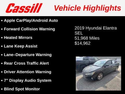 Another view of 2019 Hyundai Elantra SEL for sale in Cedar Rapids, IA at Cassill Motors