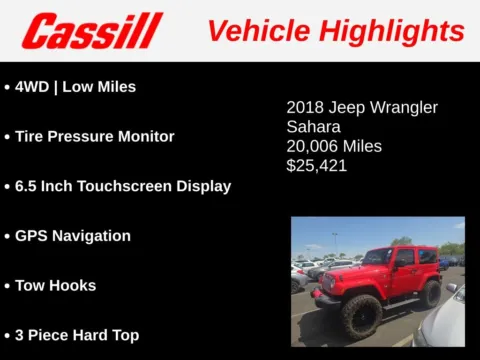 Another view of 2018 Jeep Wrangler JK Sahara for sale in Cedar Rapids, IA at Cassill Motors