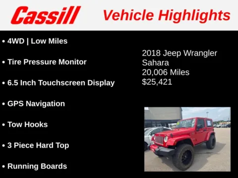 Another view of 2018 Jeep Wrangler JK Sahara for sale in Cedar Rapids, IA at Cassill Motors