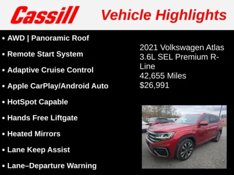 Another view of 2021 Volkswagen Atlas 3.6L V6 SEL Premium R-Line for sale in Cedar Rapids, IA at Cassill Motors