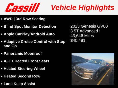 Another view of 2023 Genesis GV80 3.5T Advanced + for sale in Cedar Rapids, IA at Cassill Motors