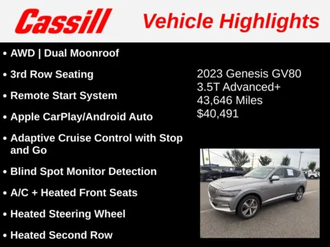 Another view of 2023 Genesis GV80 3.5T Advanced + for sale in Cedar Rapids, IA at Cassill Motors